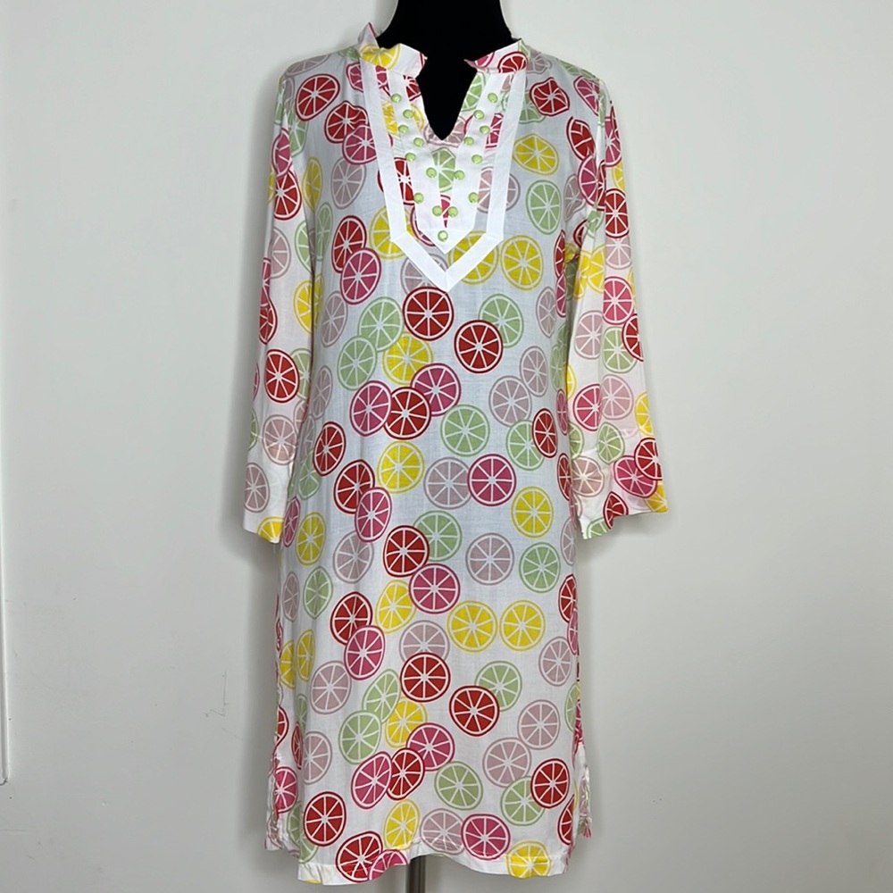 TRACY NEGOSHIAN Tunic Fruit Slices Print Beach Coverup XS